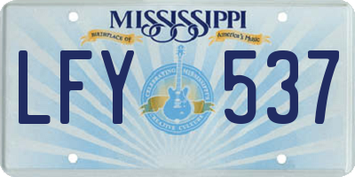 MS license plate LFY537