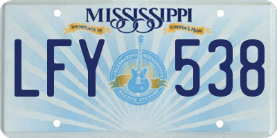 MS license plate LFY538