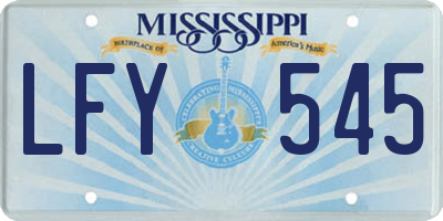 MS license plate LFY545
