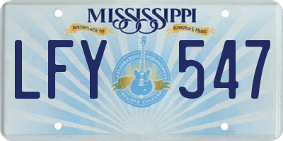 MS license plate LFY547