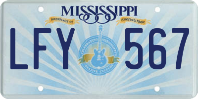 MS license plate LFY567