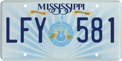 MS license plate LFY581