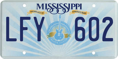 MS license plate LFY602