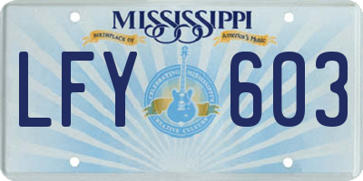 MS license plate LFY603