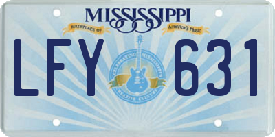 MS license plate LFY631