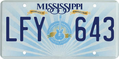 MS license plate LFY643