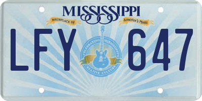 MS license plate LFY647
