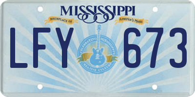 MS license plate LFY673
