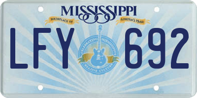 MS license plate LFY692