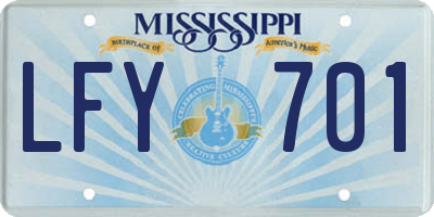 MS license plate LFY701