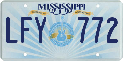 MS license plate LFY772