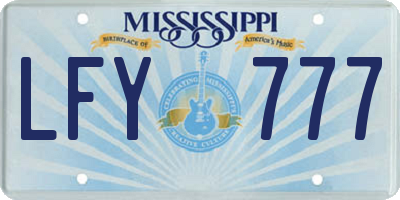 MS license plate LFY777