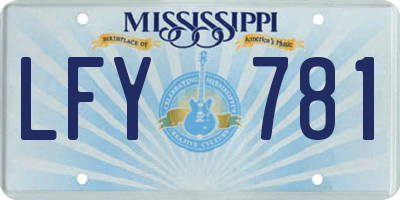 MS license plate LFY781