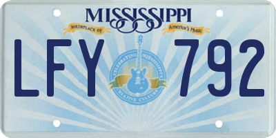 MS license plate LFY792