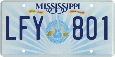 MS license plate LFY801