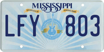 MS license plate LFY803