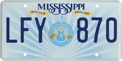 MS license plate LFY870