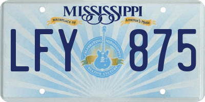 MS license plate LFY875