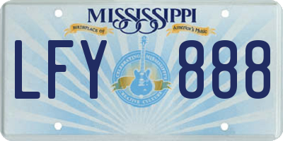 MS license plate LFY888
