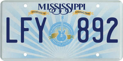 MS license plate LFY892