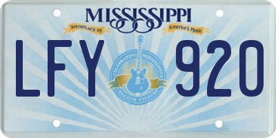 MS license plate LFY920