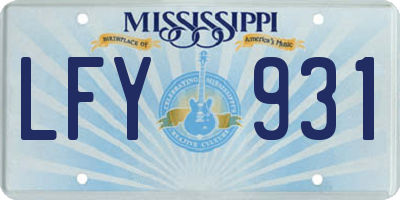 MS license plate LFY931