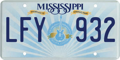 MS license plate LFY932