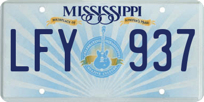 MS license plate LFY937