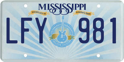 MS license plate LFY981