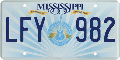 MS license plate LFY982