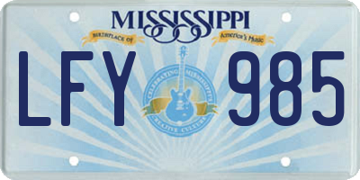 MS license plate LFY985
