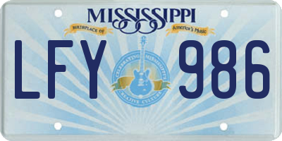 MS license plate LFY986