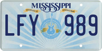 MS license plate LFY989