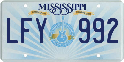 MS license plate LFY992