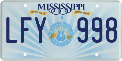 MS license plate LFY998