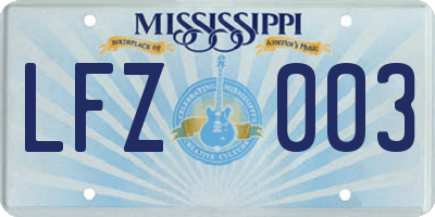 MS license plate LFZ003