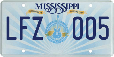 MS license plate LFZ005