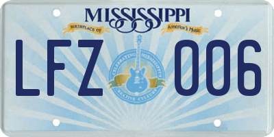 MS license plate LFZ006