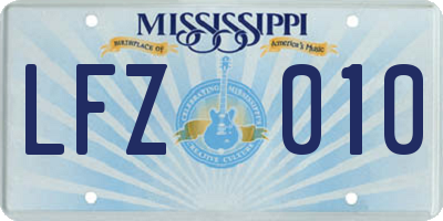 MS license plate LFZ010
