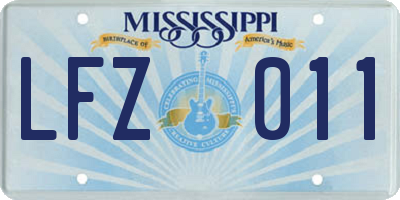 MS license plate LFZ011