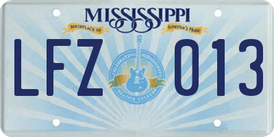 MS license plate LFZ013