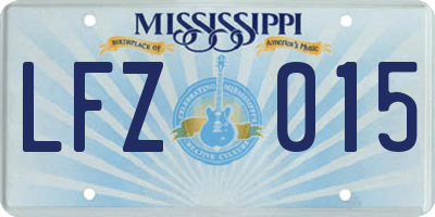 MS license plate LFZ015