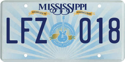 MS license plate LFZ018