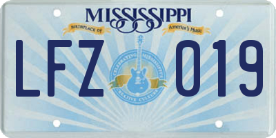 MS license plate LFZ019