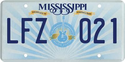 MS license plate LFZ021