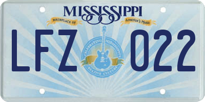 MS license plate LFZ022