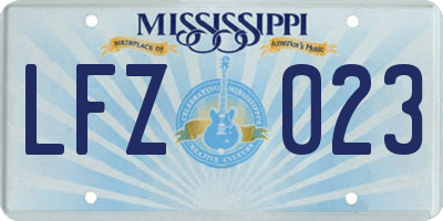 MS license plate LFZ023