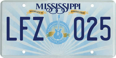 MS license plate LFZ025