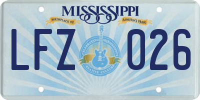 MS license plate LFZ026