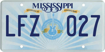 MS license plate LFZ027